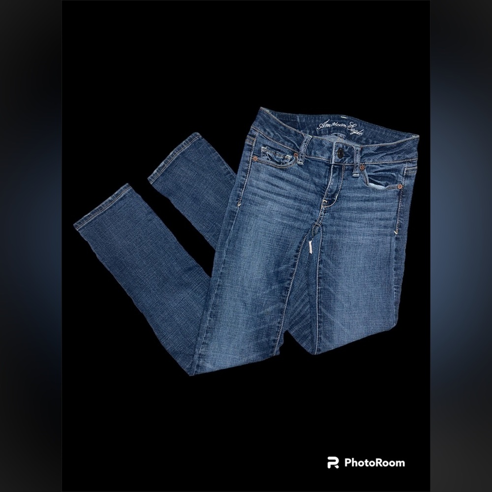 AMERICAN EAGLE DARK BLUE SKINNY JEANS SIZE 00 SHORT